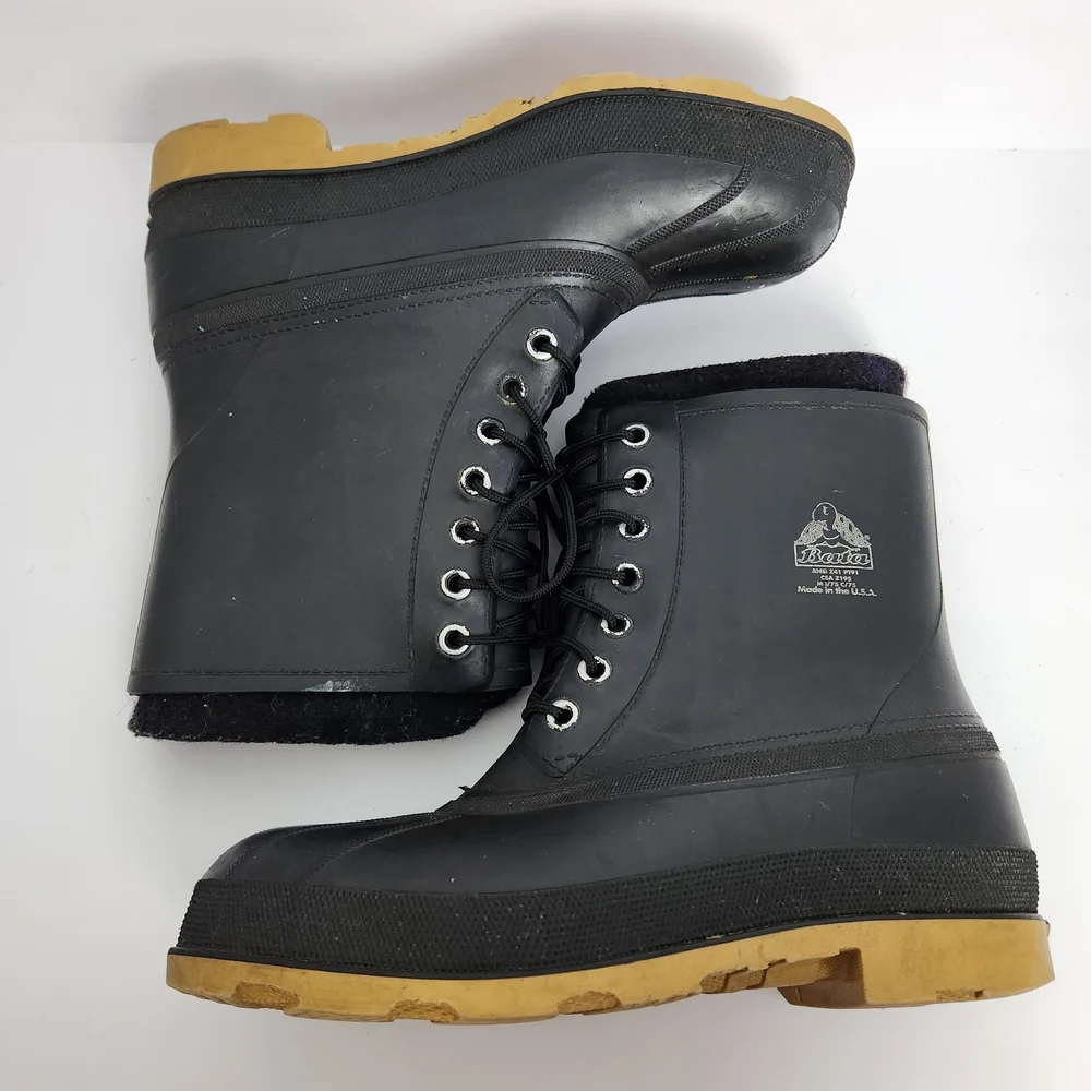 Bata Mens Size 11 Waterproof Rubber Duck Boots Felt Liners 9